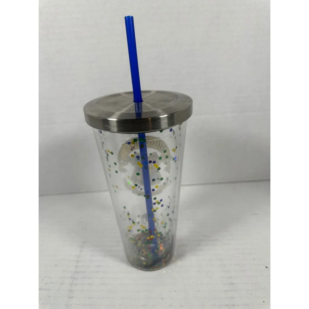 Harry Potter Hogwarts Glitter Confetti Tumbler Cup w/ Straw‎ Lid Drinkware